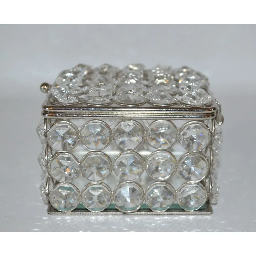 Clear Prism Rhinestone‎ Jewelry Box with Mirror Bottom 3.5
